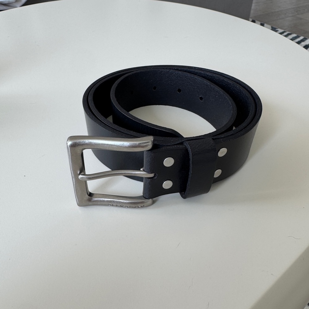 All Saints Men’s Buckle Black Leather Belt